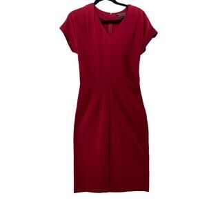 Peruvian Connection Red Sheath Dress V-Neck Short Sleeve